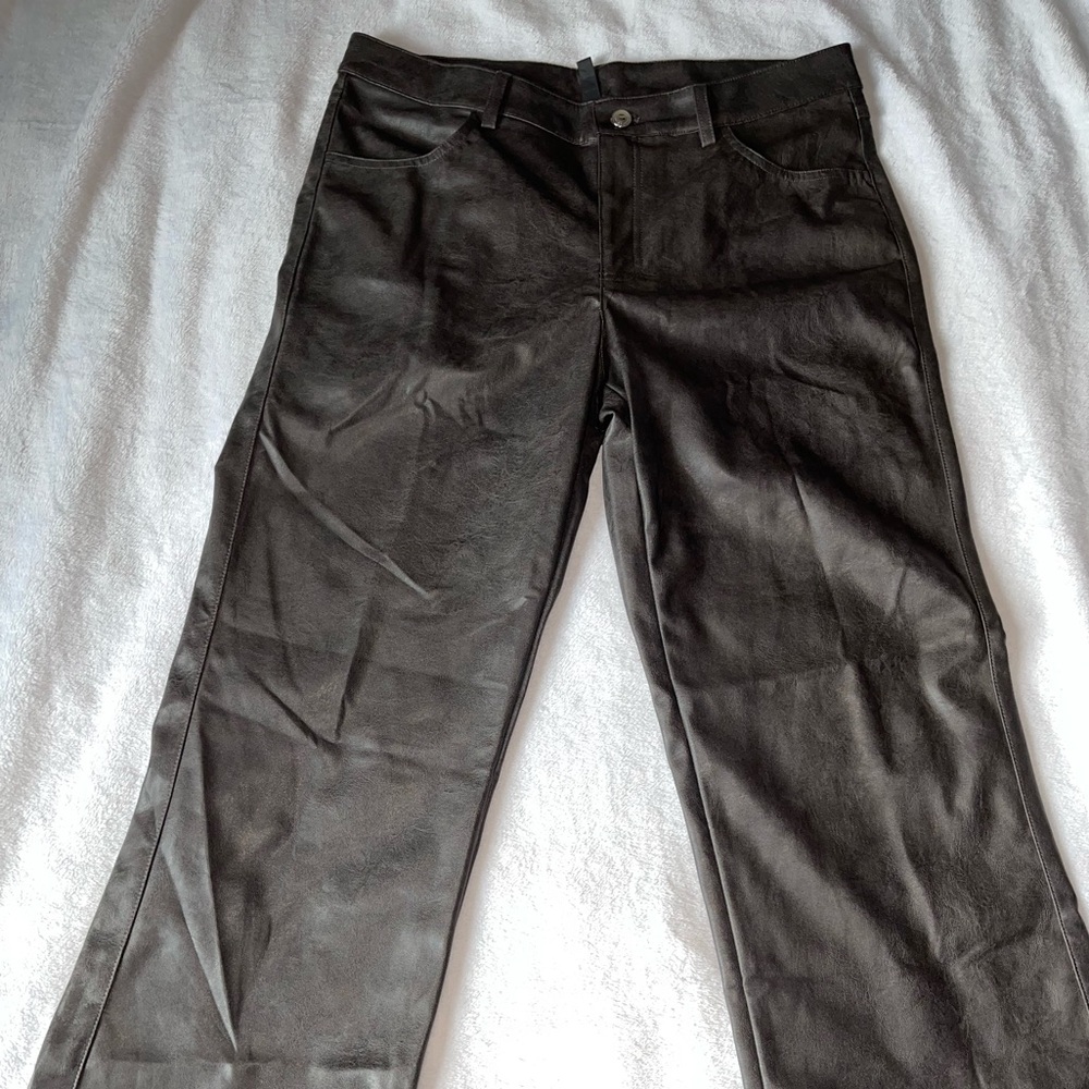 Dark brown Faux Leather Trousers